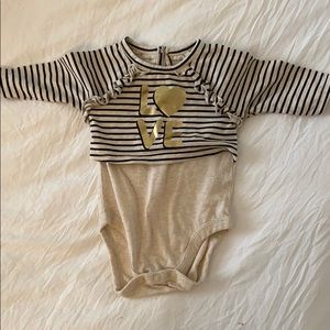 Tan and black onesie